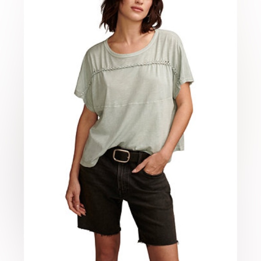 Lucky Brand Braided-Trim T-Shirt size S NWT
